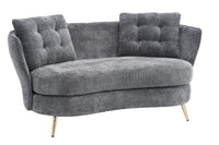 Polyester Fiber Loveseat Sofa Chair Upholstered Couch With Golden Metal Legs Club Two Seat Sofa For Living Reading Room Bedroom Apartment Small Space Dorm,Grey. Grey Polyester Wood Primary Living Space Soft Tight Back Modern Polyester