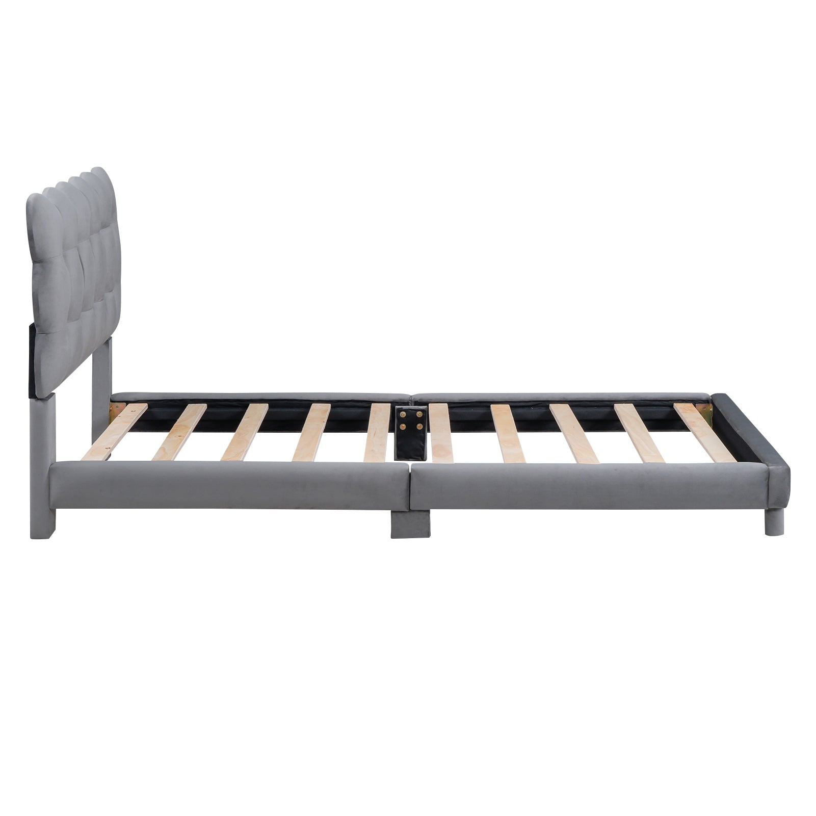 Twin Size Upholstered Platform Bed With Soft Headboard,Gray Gray Upholstered