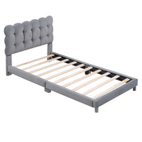 Twin Size Upholstered Platform Bed With Soft Headboard,Gray Gray Upholstered