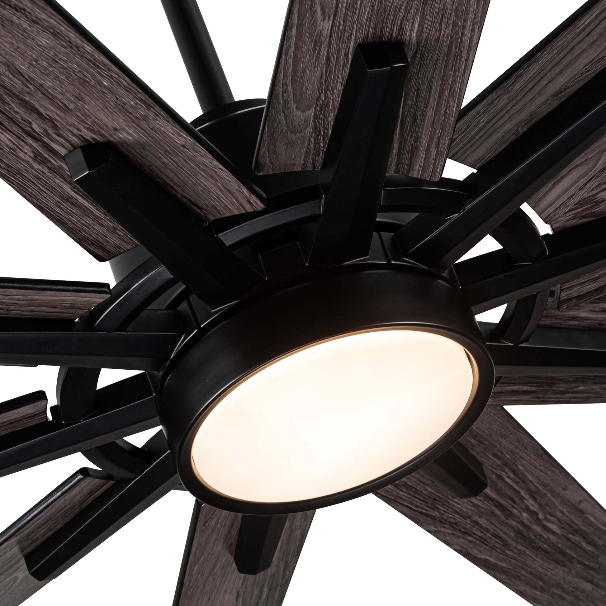 72 In.Integarted Led Large Black Double Finish Ceiling Fan With Remote Control Antique Black Classic,Contemporary,Farmhouse,Rustic Plywood Metal & Wood