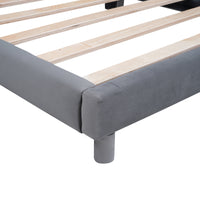 Twin Size Upholstered Platform Bed With Soft Headboard,Gray Gray Upholstered