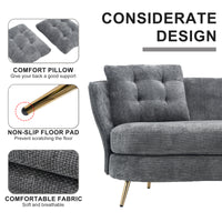 Polyester Fiber Loveseat Sofa Chair Upholstered Couch With Golden Metal Legs Club Two Seat Sofa For Living Reading Room Bedroom Apartment Small Space Dorm,Grey. Grey Polyester Wood Primary Living Space Soft Tight Back Modern Polyester