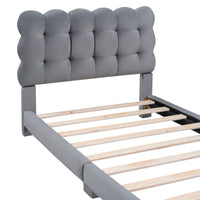 Twin Size Upholstered Platform Bed With Soft Headboard,Gray Gray Upholstered