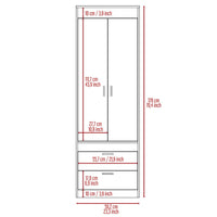 Lisboa Armoire, Rod, Double Door, Two Drawers, Metal Handles Light Gray Gray Bedroom Modern Particle Board Particle Board