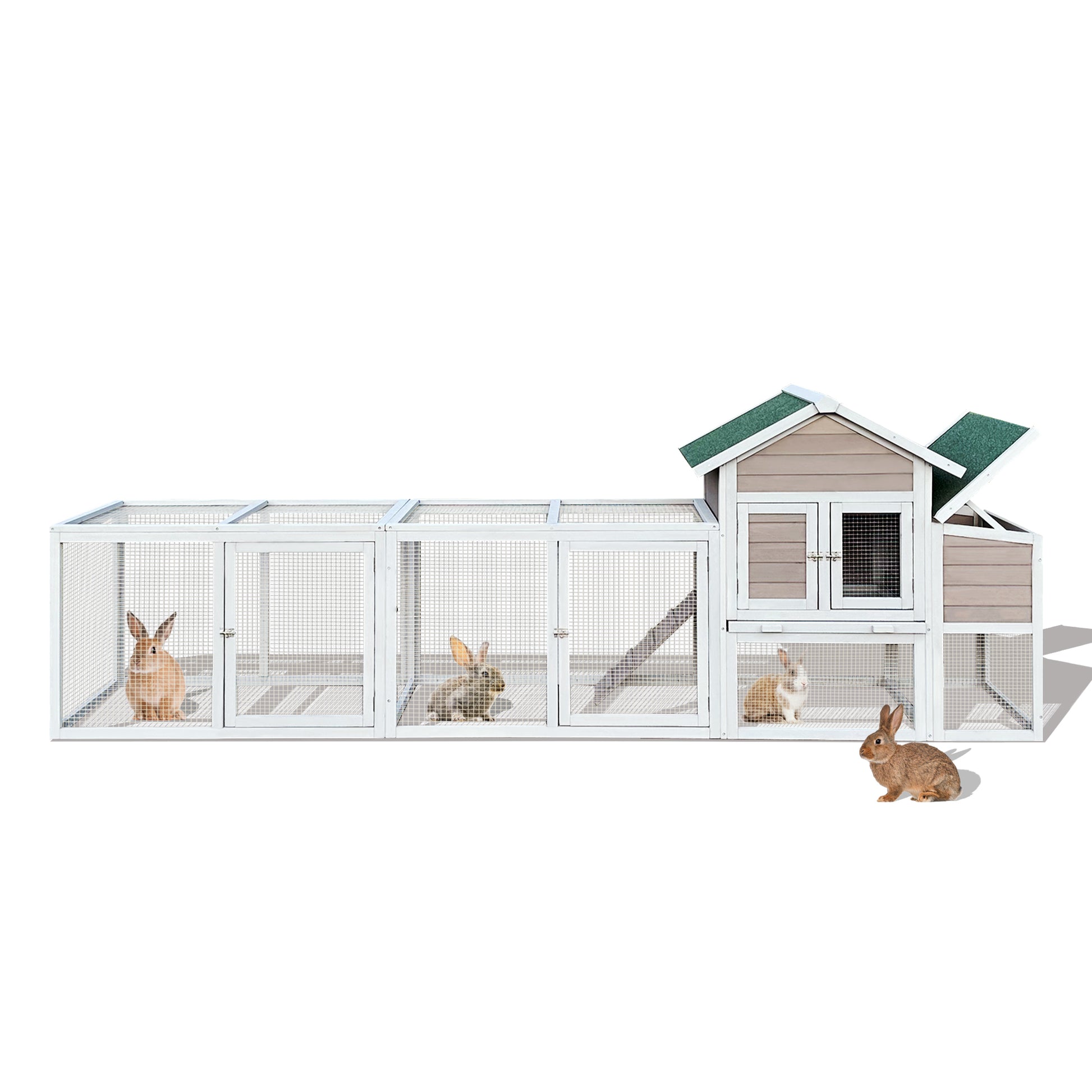 122" Large Gray Wood Chicken Coop Hen House Pet Rabbit Hutch Wooden Pet Cage Backyard With Nesting Box Gray Wood