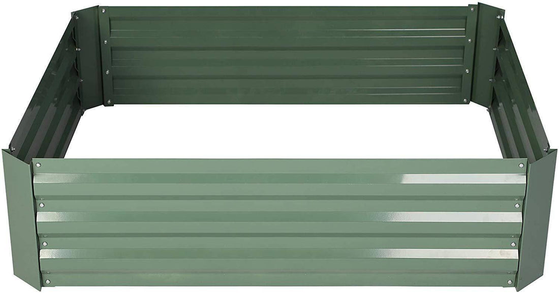 Raised Garden Bed Galvanized Planter Box Anti Rust Coating For Flowers Vegetables Green Metal