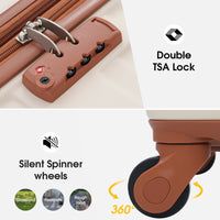 Luggage With Tsa Lock Spinner Wheels Hardside Expandable Luggage Travel Suitcase Check In Luggage Abs 28" Brown White Abs