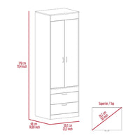 Lisboa Armoire, Rod, Double Door, Two Drawers, Metal Handles Light Gray Gray Bedroom Modern Particle Board Particle Board