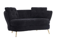 Polyester Fiber Loveseat Sofa Chair Upholstered Couch With Golden Metal Legs Club Two Seat Sofa For Living Reading Room Bedroom Apartment Small Space Dorm,Black. Black Polyester Wood Primary Living Space Soft Tight Back Modern Polyester