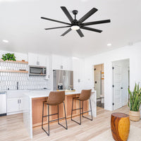 66 Inch Modern With Dimmable Led Light 8 Abs Blades Smart Remote Control Reversible Dc Motor Black For Home Office Matte Black Abs