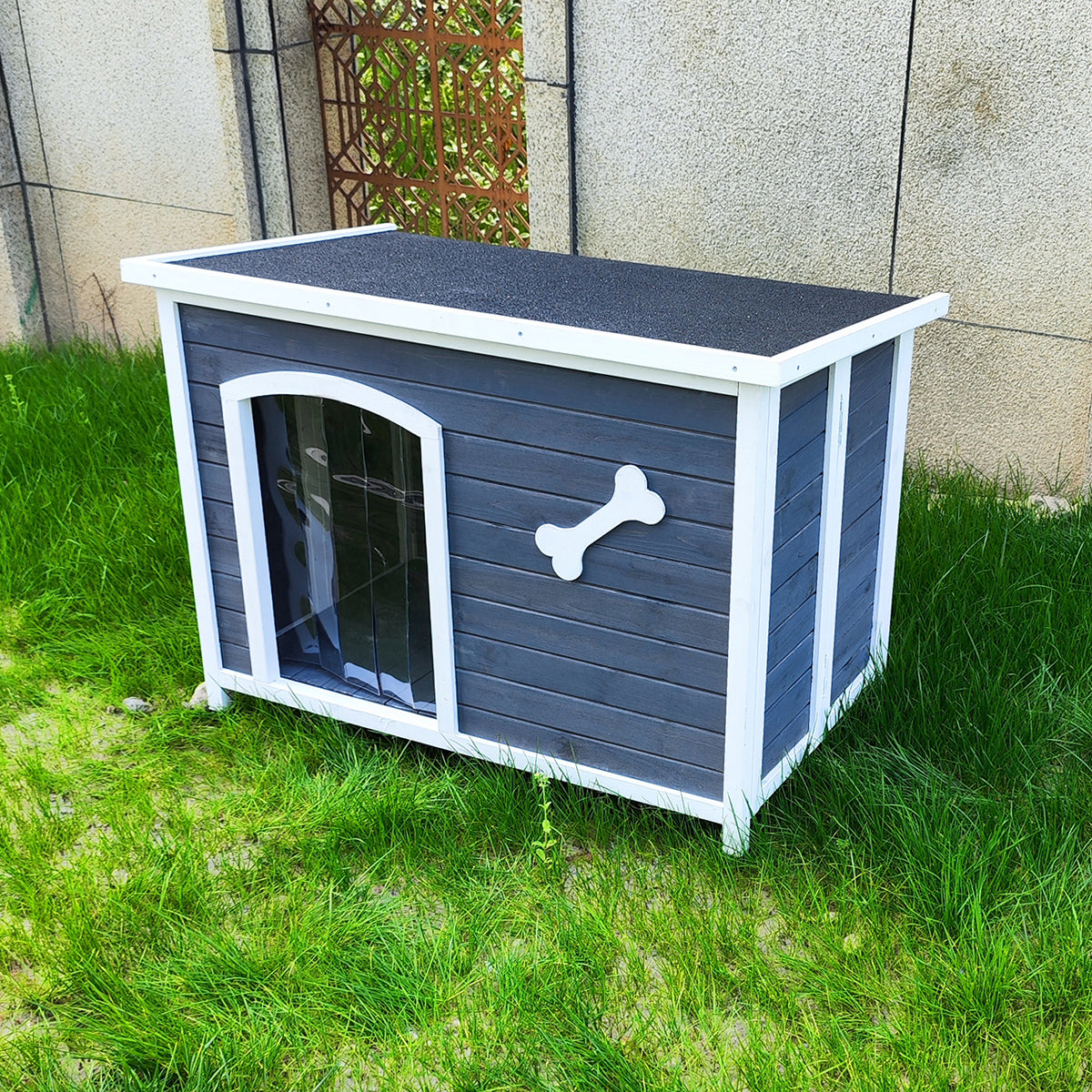 40.55" Wooden Folding Dog House, Waterproof Dog Cage,Indoor Solid Wood Outside Dog Shelter Kennel Easy To Assemble Gray Wood