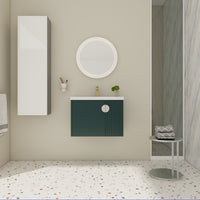 28 Inch Bathroom Vanity With Ceramic Sink, For Small Bathroom, Bathroom Vanity With Soft Close Door Green 2 Bathroom Wall Mounted Modern Plywood