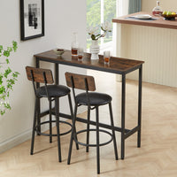 Bar Table Set With 2 Bar Stools Pu Soft Seat With Backrest, Rustic Brown, 43.31'' L X 15.75'' W X 35.43'' H. Rustic Brown Particle Board