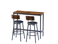 Bar Table Set With 2 Bar Stools Pu Soft Seat With Backrest, Rustic Brown, 43.31'' L X 15.75'' W X 35.43'' H. Rustic Brown Particle Board