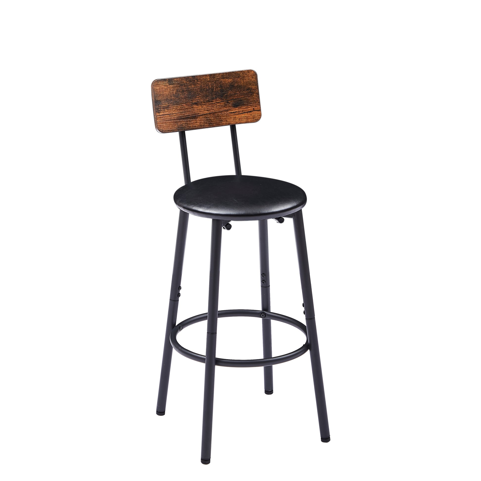 Bar Table Set With 2 Bar Stools Pu Soft Seat With Backrest, Rustic Brown, 43.31'' L X 15.75'' W X 35.43'' H. Rustic Brown Particle Board