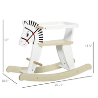 Wooden Rocking Horse Toddler Baby Ride On Toys For Kids 1 3 Years With Classic Design & Wood Safety Bar, White White Wood