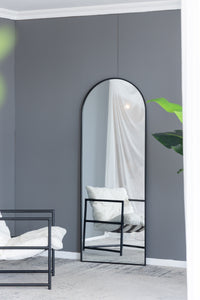28X1X74" Celine Black Arch Body Mirror Black Iron