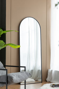 28X1X74" Celine Black Arch Body Mirror Black Iron