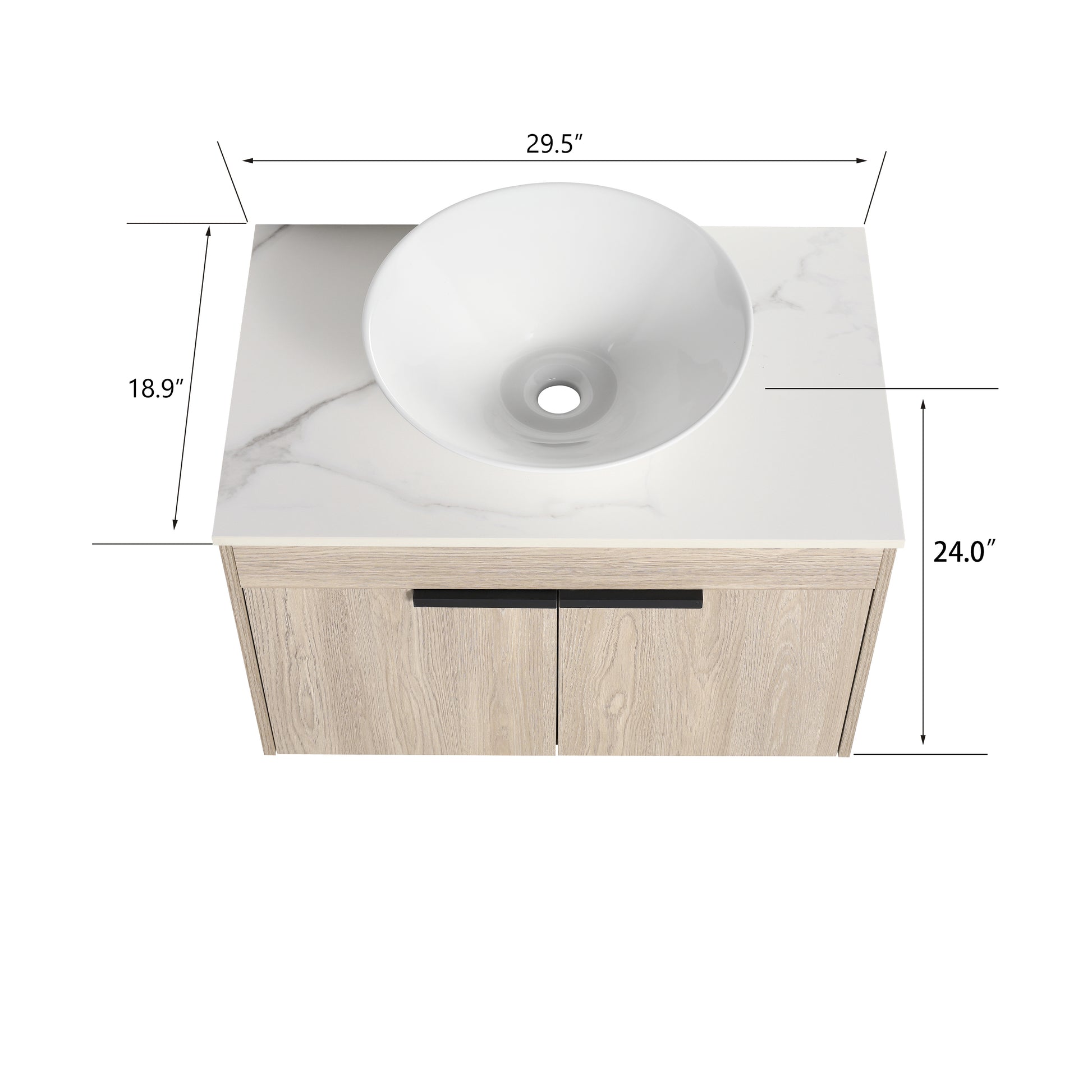 30''Modern Design Float Bathroom Vanity With Ceramic Basin Set,Wall Mounted White Oak Vanity With Soft Close Door,Kd Packing,Kd Packing,2 Pieces Parcel Top Bab217Mowh White Oak 2 Bathroom Wall Mounted Plywood