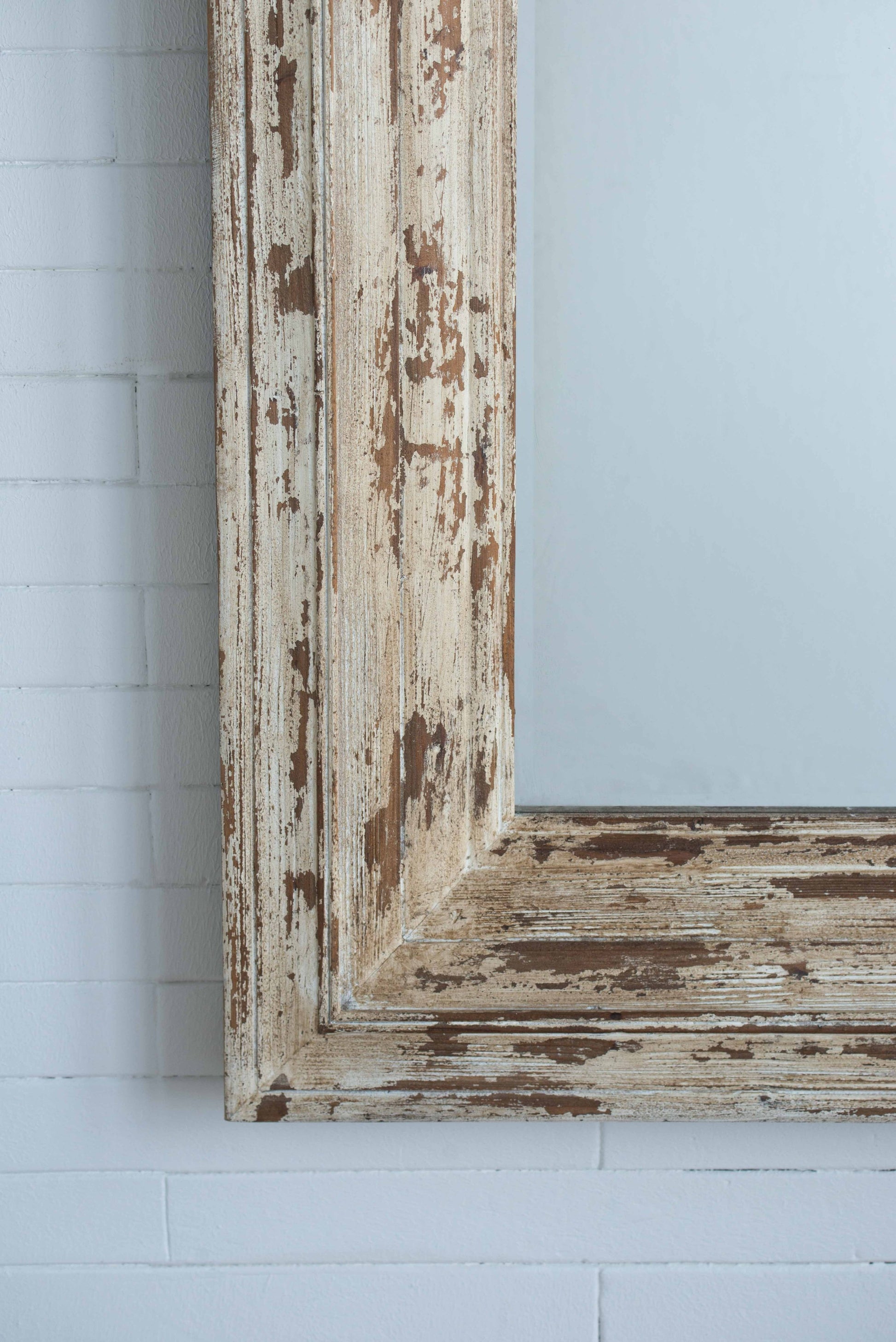 39X3.5X75" Full Length Rectangle Floor Mirror With Distressed Wood Frame Brown Wood