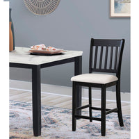 Casual Seating Black Finish Chairs Set Of 2 Rubberwood Transitional Slatted Back Design Dining Room Furniture Counter Chairs Solid White Dining Room Rubberwood Slat Back Engineered Wood Black White Painted Foam Dry Clean Rectangular