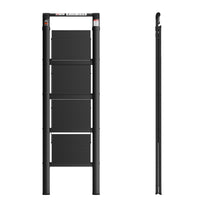4 Step Ladder, Retractable Handgrip Folding Step Stool With Anti Slip Wide Pedal, Aluminum Step Ladders 4 Steps, 300Lbs Safety Household Ladder Black Aluminium