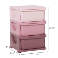 3 Tier Kids Storage Unit Dresser Tower With Drawers Chest Toy Organizer For Bedroom Nursery Kindergarten Living Room For Boys Girls Toddlers, Pink Pink Polypropylene