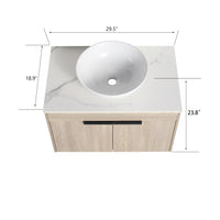 30 " Modern Design Float Bathroom Vanity With Ceramic Basin Set, Wall Mounted White Oak Vanity With Soft Close Door,Kd Packing,Kd Packing,2 Pieces Parcel Top Bab321Mowh White Oak 2 Bathroom Wall Mounted Plywood