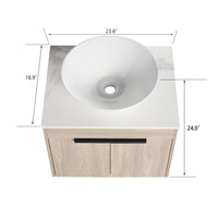 24 " Modern Design Float Bathroom Vanity With Ceramic Basin Set, Wall Mounted White Oak Vanity With Soft Close Door,Kd Packing,Kd Packing,2 Pieces Parcel Top Bab217Mowh White Oak 2 Bathroom Wall Mounted Plywood