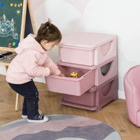 3 Tier Kids Storage Unit Dresser Tower With Drawers Chest Toy Organizer For Bedroom Nursery Kindergarten Living Room For Boys Girls Toddlers, Pink Pink Polypropylene