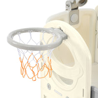 Kids Slide Playset Structure 7 In 1, Freestanding Space Set With Slide, Arch Tunnel, Ring Toss And Basketball Hoop, Toy Storage Organizer For Toddlers, Kids Climbers Playground Grey White Hdpe