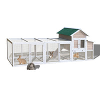 122" Large Gray Wood Chicken Coop Hen House Pet Rabbit Hutch Wooden Pet Cage Backyard With Nesting Box Gray Wood