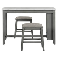 5 Piece Counter Height Dining Table Set With Built In Storage Shelves,Grey Grey Mdf