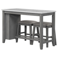 5 Piece Counter Height Dining Table Set With Built In Storage Shelves,Grey Grey Mdf