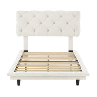 Twin Size Upholstered Bed With Light Stripe, Floating Platform Bed, Linen Fabric,Beige Beige Linen