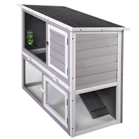 Wooden Rabbit Hutch With Pull Out Tray, Weatherproof 2 Tier Bunny Run Cage, Outdoor Animal Enclosure For Multiple Pets Gray Gray Wood