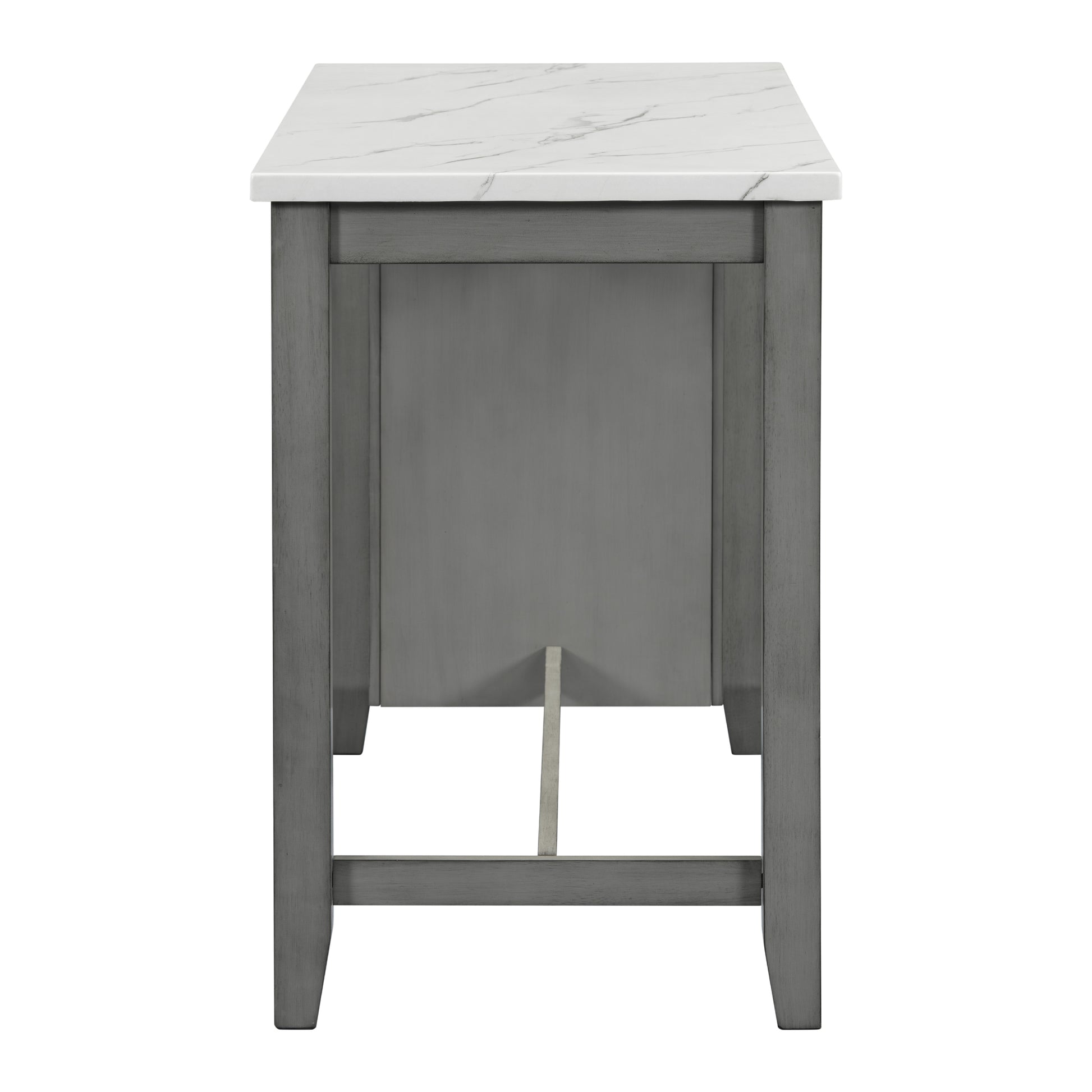 5 Piece Counter Height Dining Table Set With Built In Storage Shelves,Grey Grey Mdf