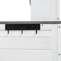 Garden Potting Bench Table, Rustic And Sleek Design With Multiple Drawers And Shelves For Storage, White And Gray White Gray Garden & Outdoor Rustic Wood