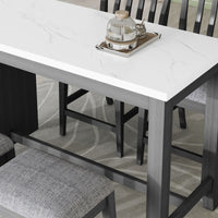 5 Piece Counter Height Dining Table Set With Built In Storage Shelves,Grey Grey Mdf