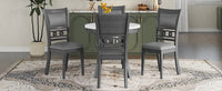 5 Piece Dining Round Table Set With One Faux Marble Top Dining Table And Four Pu Leather Chairs,Grey Grey Mdf