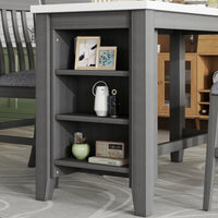 5 Piece Counter Height Dining Table Set With Built In Storage Shelves,Grey Grey Mdf