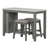 5 Piece Counter Height Dining Table Set With Built In Storage Shelves,Grey Grey Mdf