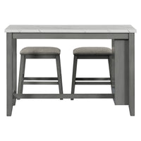 5 Piece Counter Height Dining Table Set With Built In Storage Shelves,Grey Grey Mdf