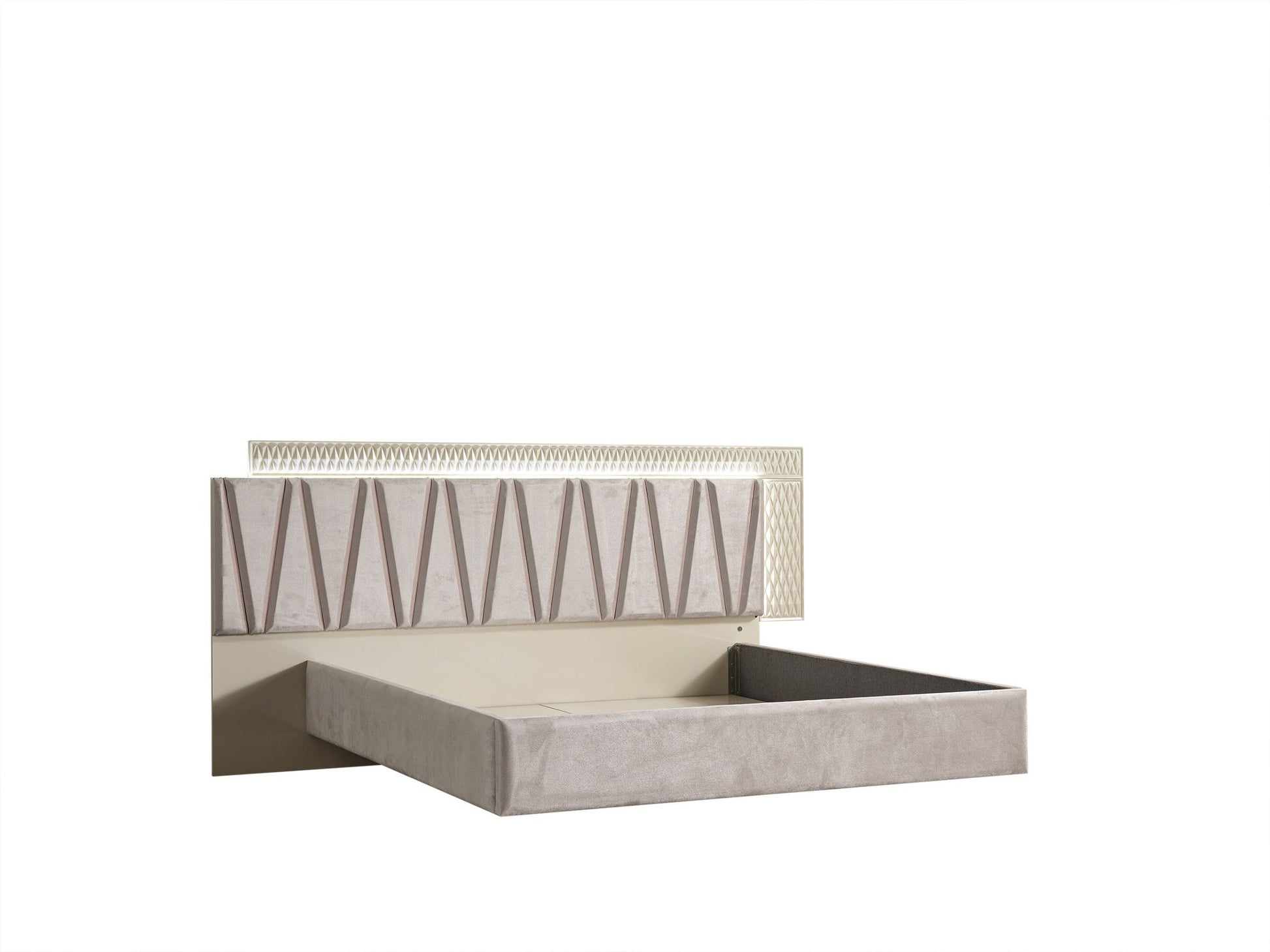 Delfano Modern Style King Bed Made With Wood In Beige Box Spring Not Required King Beige Wood Bedroom Contemporary,Modern Bed Frame Solid Wood Mdf Wood