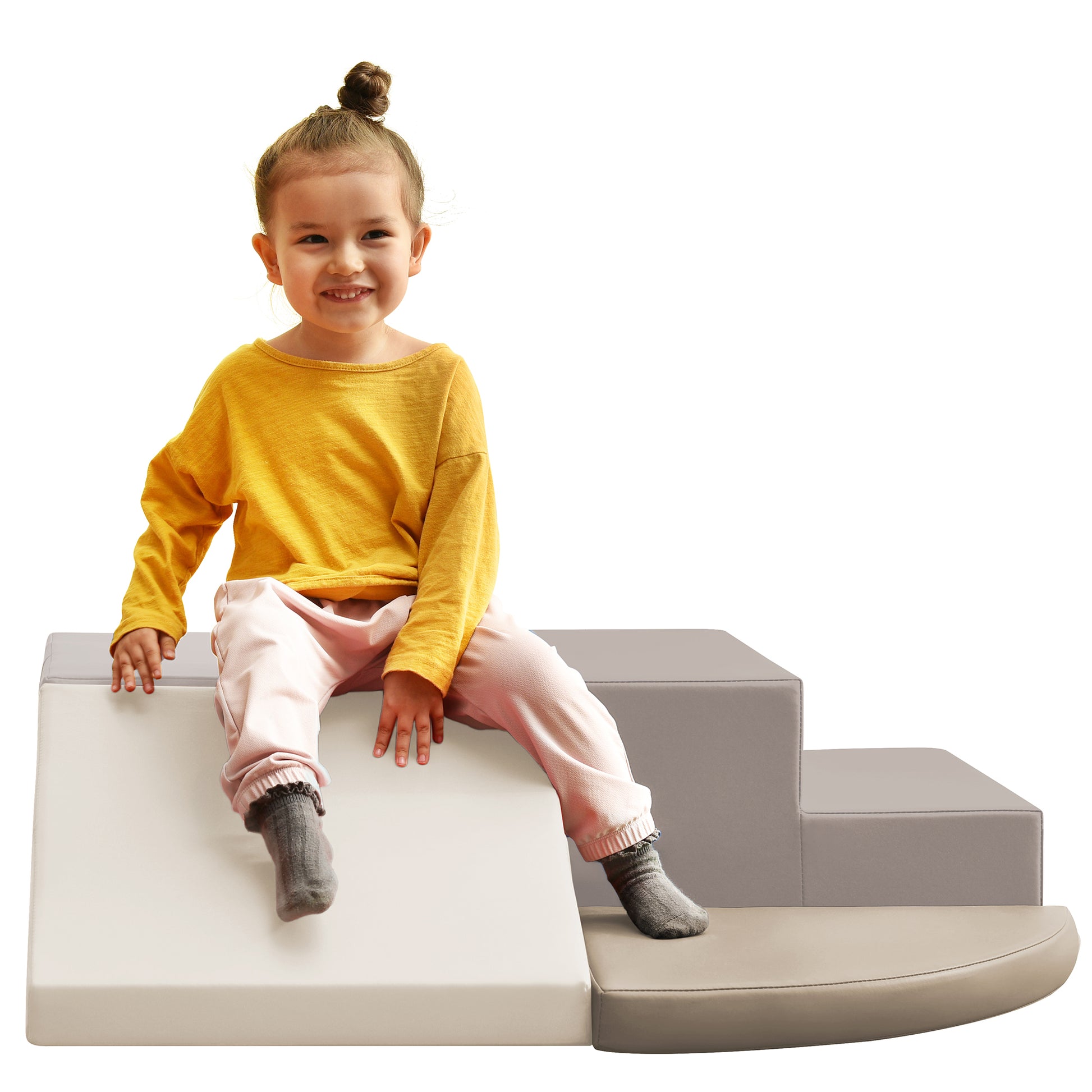 Soft Climb And Crawl Foam Playset, Safe Soft Foam Nugget Block For Infants, Preschools, Toddlers, Kids Crawling And Climbing Indoor Active Play Structure Beige Foam