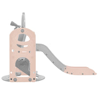 Toddler Slide And Swing Set 5 In 1, Kids Playground Climber Slide Playset With Telescope, Freestanding Combination For Babies Indoor & Outdoor Pink Grey Hdpe