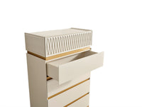 Delfano Modern Style 5 Pc King Bedroom Set Made With Wood In Beige Box Spring Not Required King Beige Wood 5 Piece Set Bedroom Bed Included,Chest Included,Dresser Included,Mirror Included,Nightstand Included Contemporary,Modern Solid Wood Mdf Built In