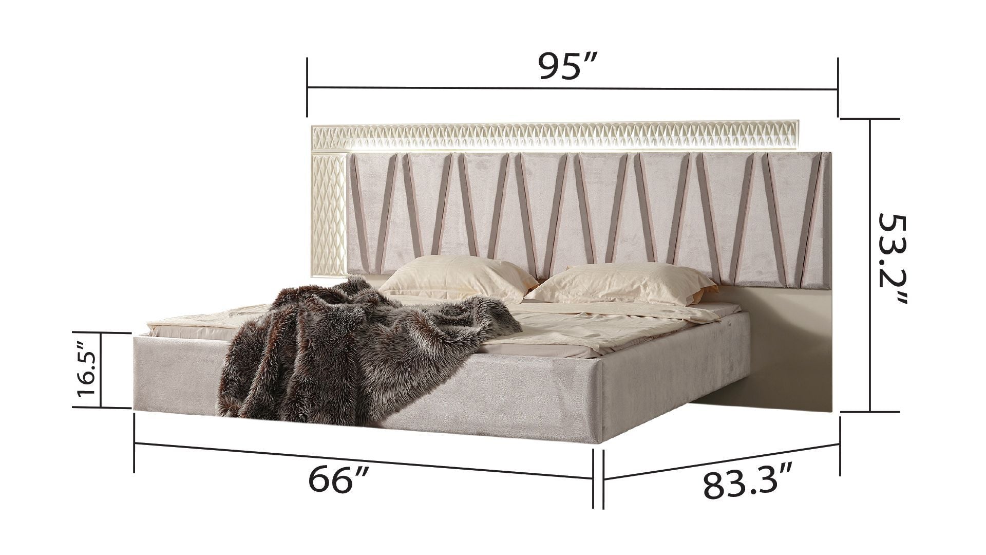 Delfano Modern Style 5 Pc Queen Bedroom Set Made With Wood In Beige Box Spring Not Required Queen Beige Wood 5 Piece Set Bedroom Bed Included,Chest Included,Dresser Included,Mirror Included,Nightstand Included Contemporary,Modern Solid Wood Mdf Velvet