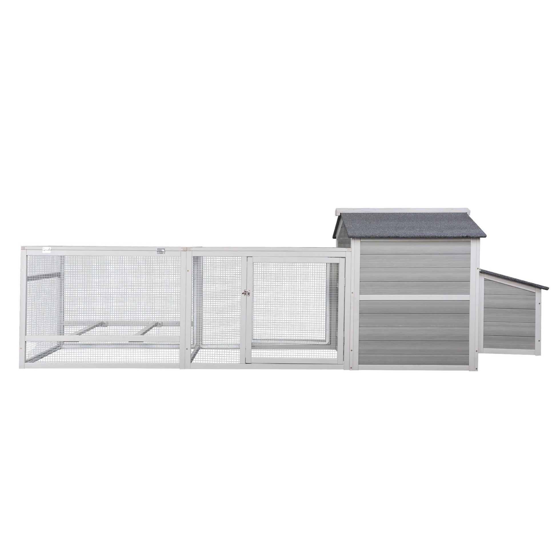 Wooden Chicken Coop Hen House With Doors For Ventilation, Runs And Nesting Box, Gray Gray Wood