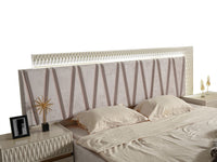 Delfano Modern Style King Bed Made With Wood In Beige Box Spring Not Required King Beige Wood Bedroom Contemporary,Modern Bed Frame Solid Wood Mdf Wood